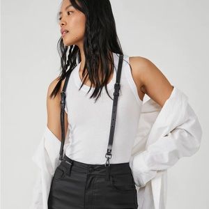 NWT Free People Hold Up Suspenders in Black, XS/S